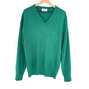 Vintage Christian Dior Made in USA Green Orlon Acrylic Knit Sweater Mens XL